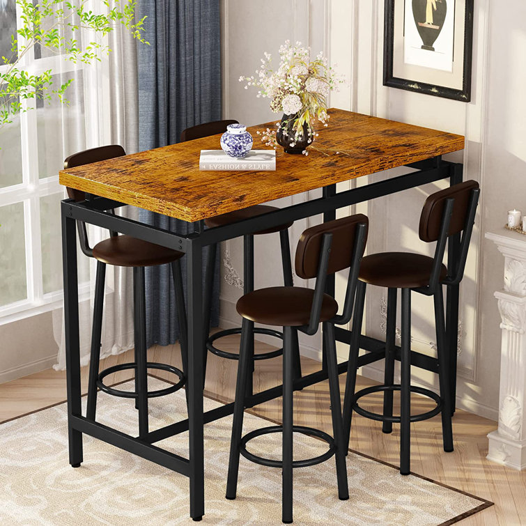 17 Stories Industrial 5 Piece Bar Table And Chair Set For 4